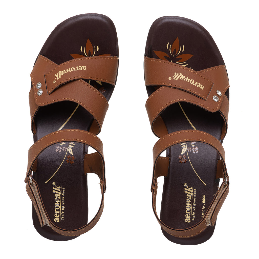 Aerowalk Women Tan High Heel Sandal with Back Closure (0566_TAN)