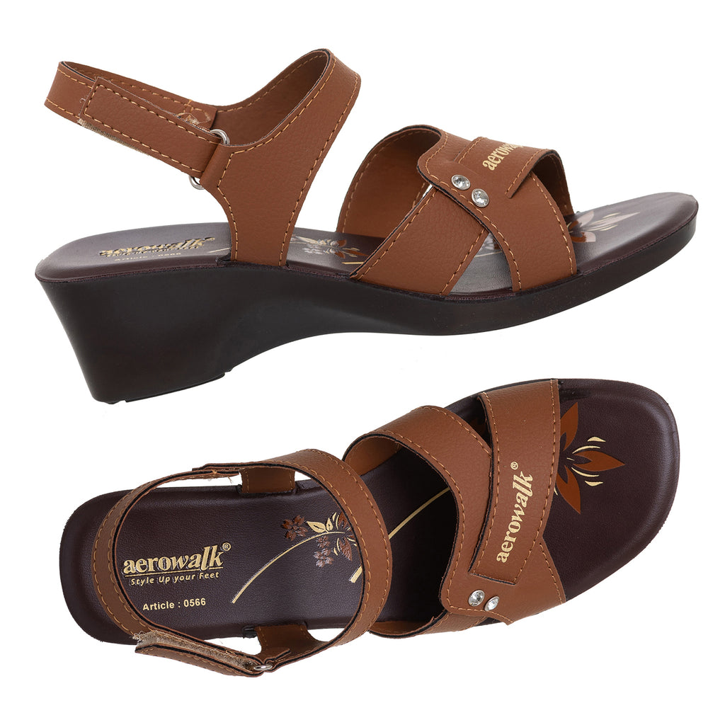 Aerowalk Women Tan High Heel Sandal with Back Closure (0566_TAN)