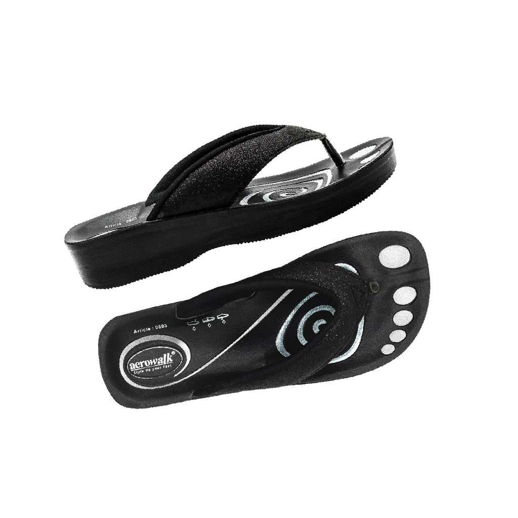 Aerowalk Women Slipper #0803 - BLACK