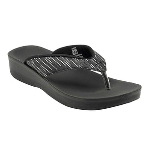 Aerowalk Women Black V-Shape Sandal with Polka Dotted Upper (0823_BLACK)