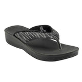Aerowalk Women Black V-Shape Sandal with Polka Dotted Upper (0823_BLACK)
