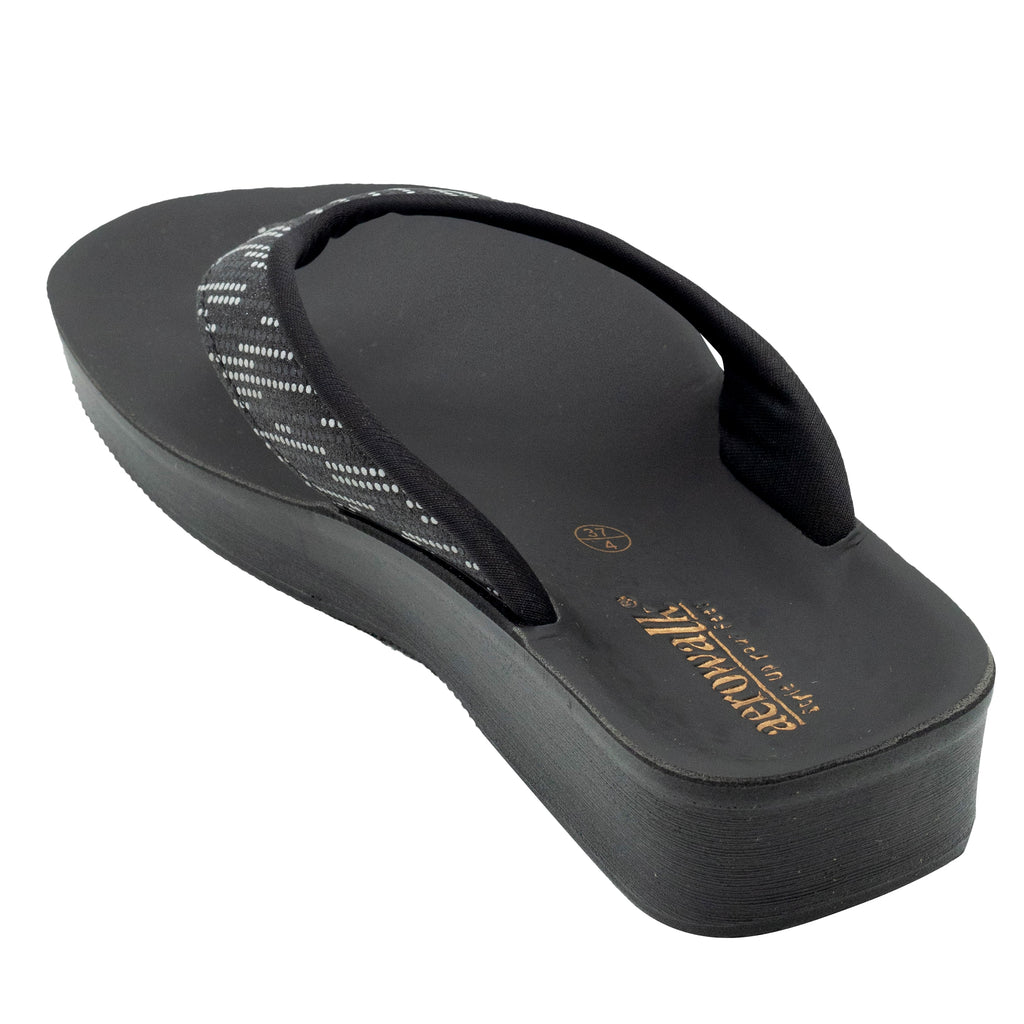 Aerowalk Women Black V-Shape Sandal with Polka Dotted Upper (0823_BLACK)