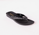 Aerowalk Women Black V-Shape Sandal with Polka Dotted Upper (0823_BLACK)