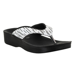 Aerowalk Women White V-Shape Sandal with Polka Dotted Upper (0823_WHITE)