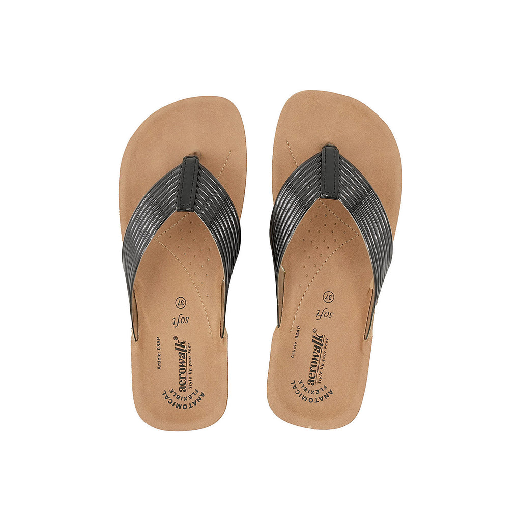 Aerowalk Women Slipper #08AP - BLACK