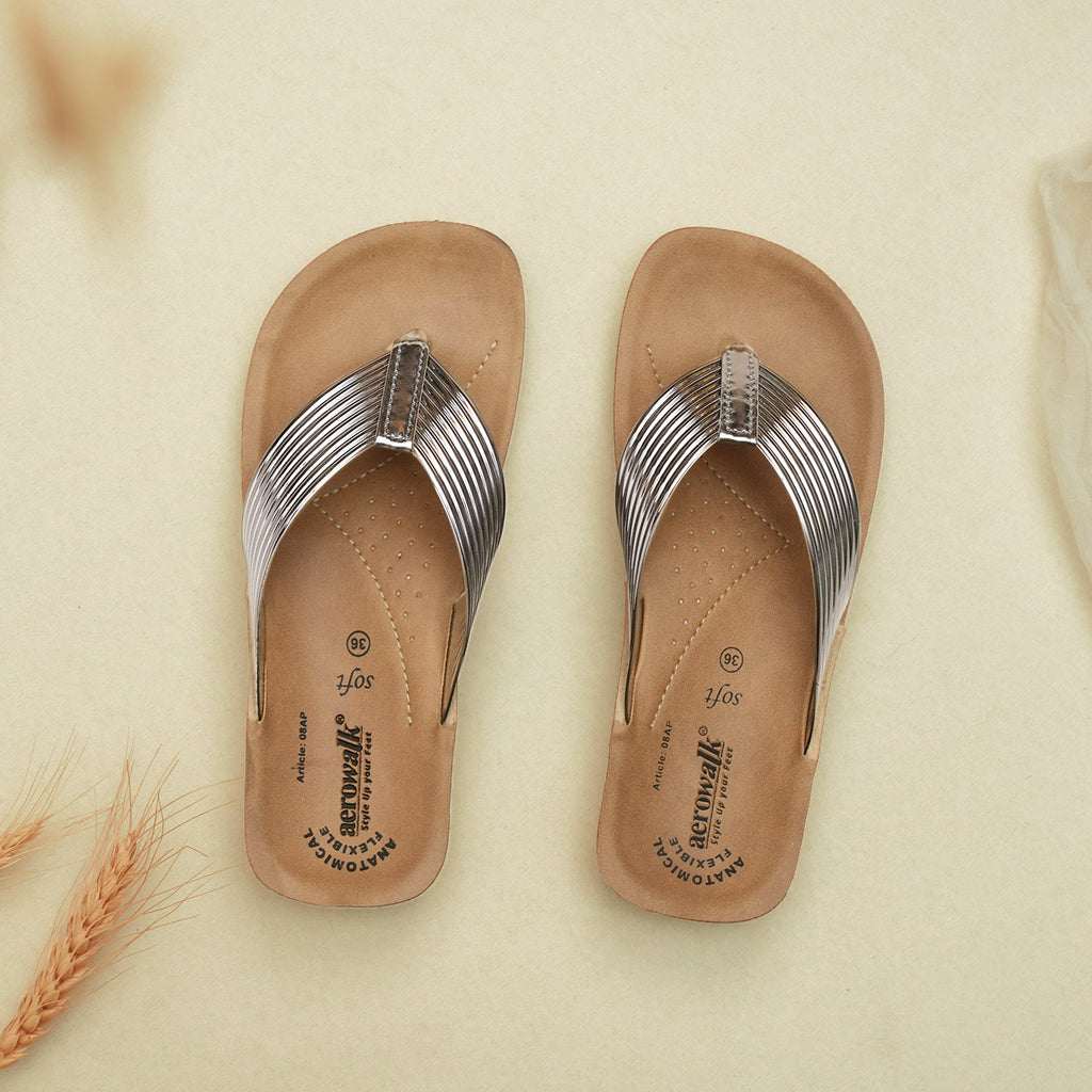 Aerowalk Women Slipper #08AP - GUN METAL