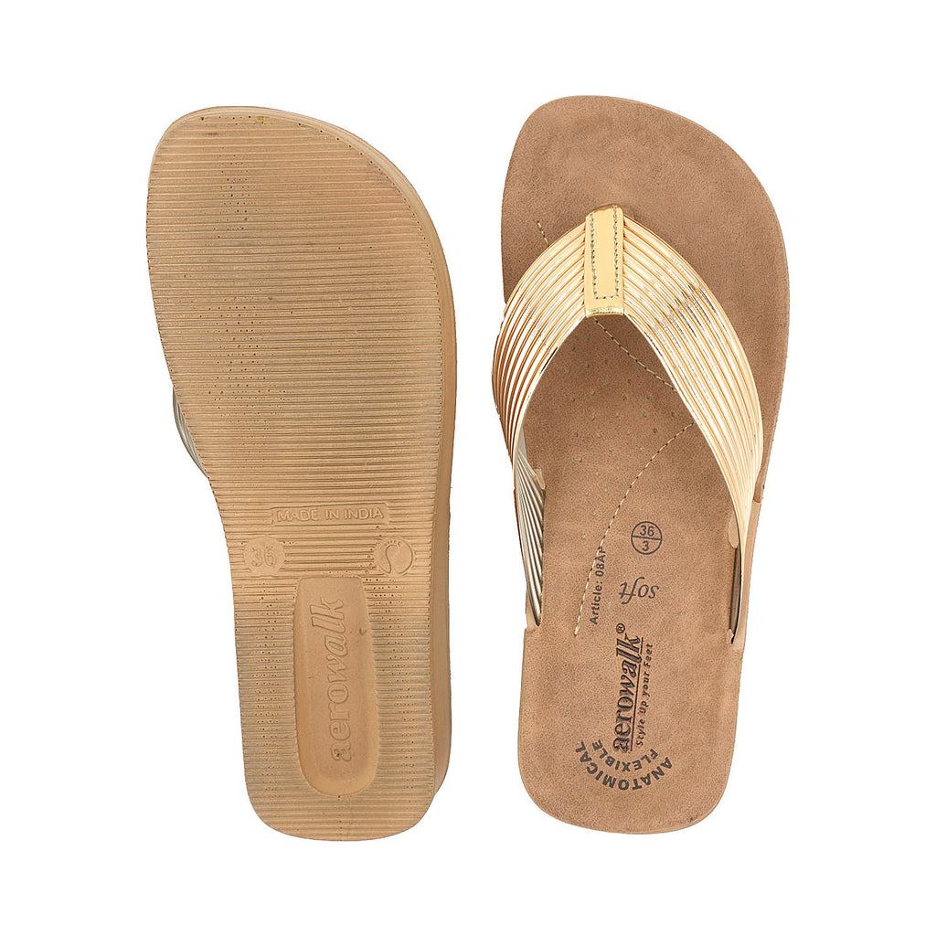 Aerowalk Women Slipper #08AP - GOLD