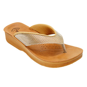 Aerowalk Women Antique Gold Slip-On Sandal with Checkered Upper (08FK_A.GOLD)
