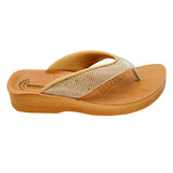 Aerowalk Women Gold Slip-On Sandal with Checkered Upper (08FK_GOLD)