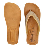 Aerowalk Women Gold Slip-On Sandal with Checkered Upper (08FK_GOLD)