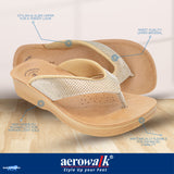 Aerowalk Women Gold Slip-On Sandal with Checkered Upper (08FK_GOLD)