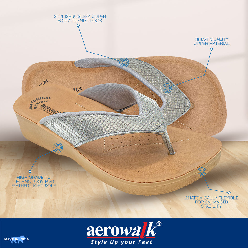 Aerowalk Women Grey Slip-On Sandal with Checkered Upper (08FK_GREY)