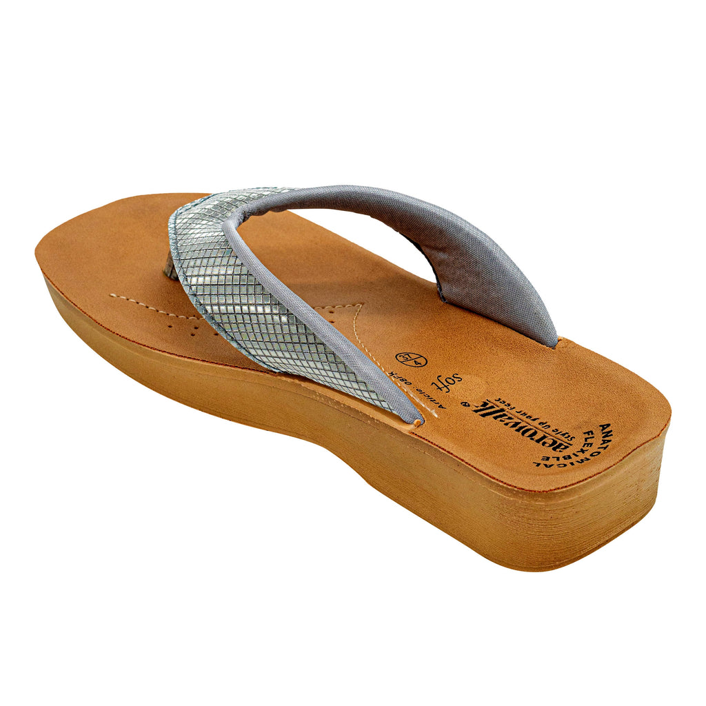 Aerowalk Women Grey Slip-On Sandal with Checkered Upper (08FK_GREY)