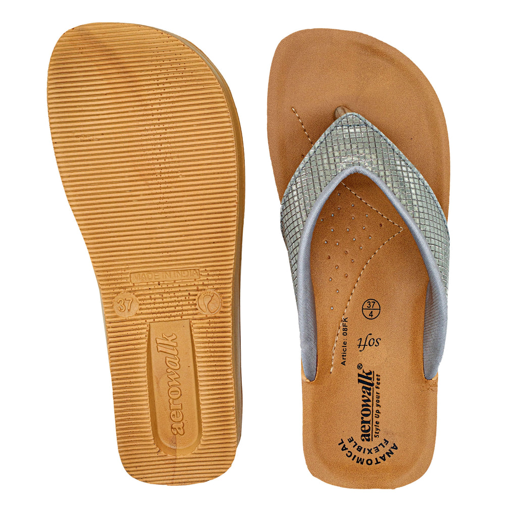 Aerowalk Women Grey Slip-On Sandal with Checkered Upper (08FK_GREY)