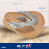 Aerowalk Women Grey Slip-On Sandal with Checkered Upper (08FK_GREY)