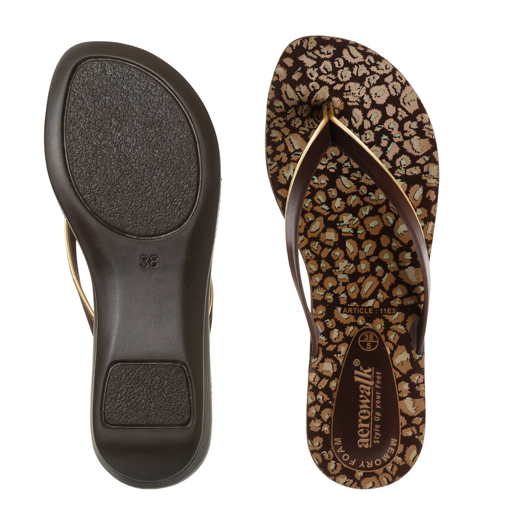 Aerowalk Women Brown Printed Slipper (11E3_BROWN)