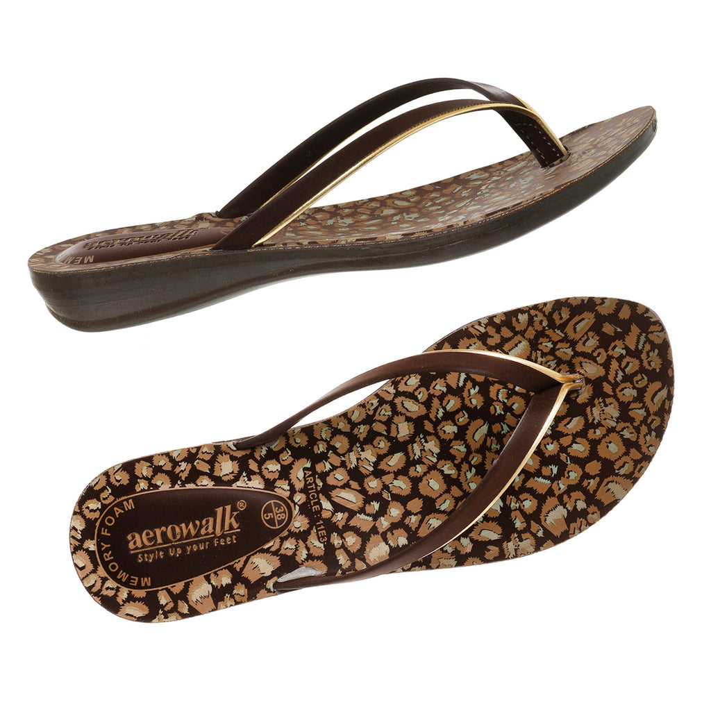Aerowalk Women Brown Printed Slipper (11E3_BROWN)
