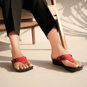 Inblu Women Slipper #91J3 - RED & BLACK
