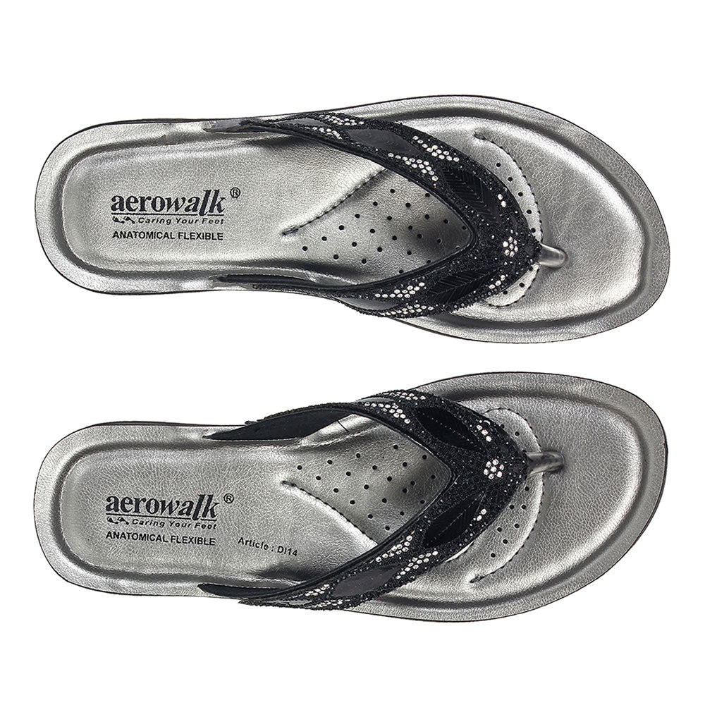 Aerowalk Women Slipper #DI14 - BLACK