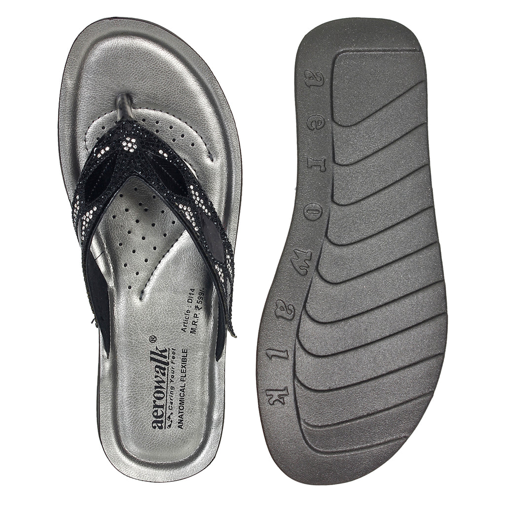 Aerowalk Women Slipper #DI14 - BLACK