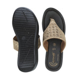 Aerowalk Women Gold Thong Style Sandal with Textured Upper & Slip-on Closure (AT04_GOLD)