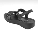 Aerowalk Women Black Slip-on Sandal with Stylish & Sequined Upper (AT07_BLACK)