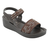 Aerowalk Women Brown Slip-on Sandal with Stylish & Sequined Upper (AT07_BROWN)
