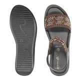 Aerowalk Women Brown Slip-on Sandal with Stylish & Sequined Upper (AT07_BROWN)