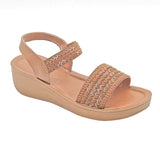 Aerowalk Women Tan Slip-on Sandal with Stylish & Sequined Upper (AT07_TAN)