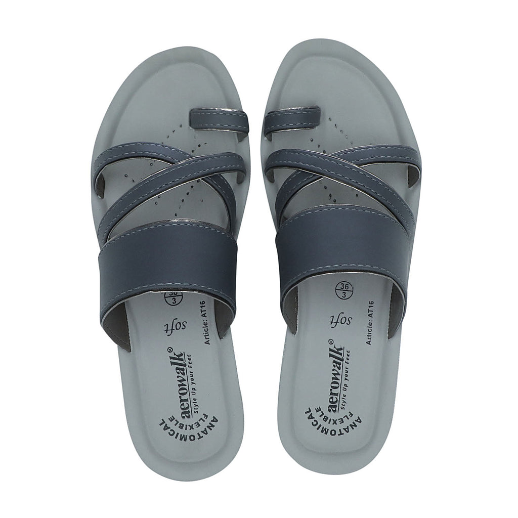 Aerowalk Women Grey Toe Ring  Sandal with Slip-on Closure (AT16_GREY)