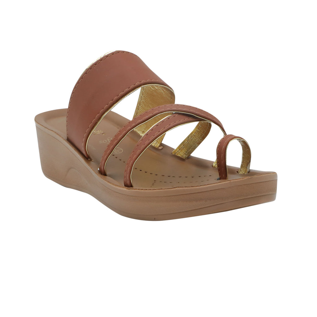 Aerowalk Women Tan Toe Ring  Sandal with Slip-on Closure (AT16_TAN)
