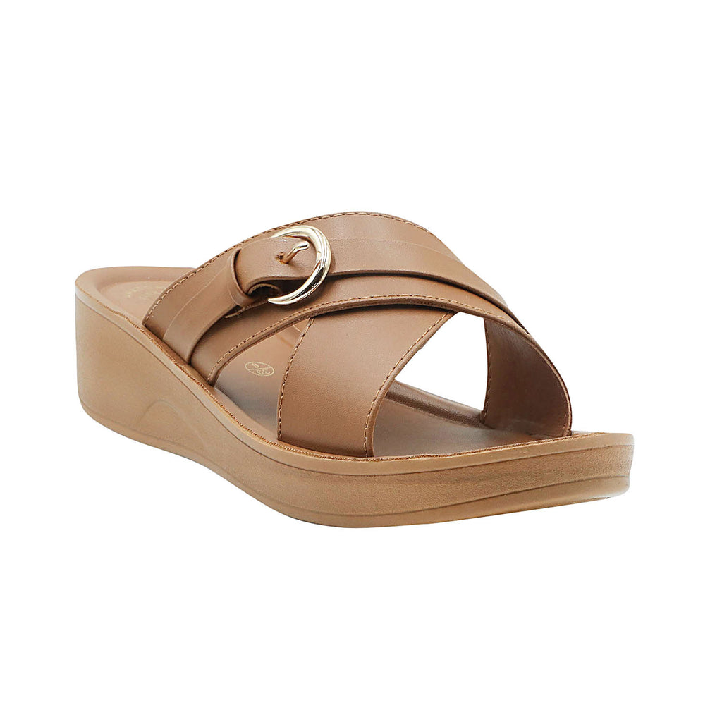 Aerowalk Women Tan Open Toe Sandal with Buckle Styling Upper (AT19_TAN)