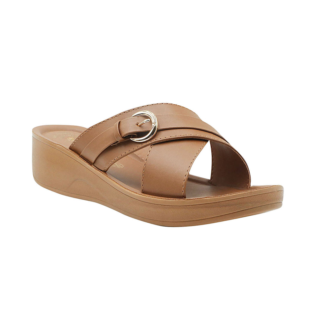 Aerowalk Women Tan Open Toe Sandal with Buckle Styling Upper (AT19_TAN)