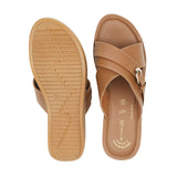 Aerowalk Women Tan Open Toe Sandal with Buckle Styling Upper (AT19_TAN)