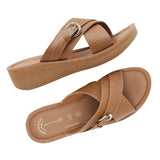 Aerowalk Women Tan Open Toe Sandal with Buckle Styling Upper (AT19_TAN)