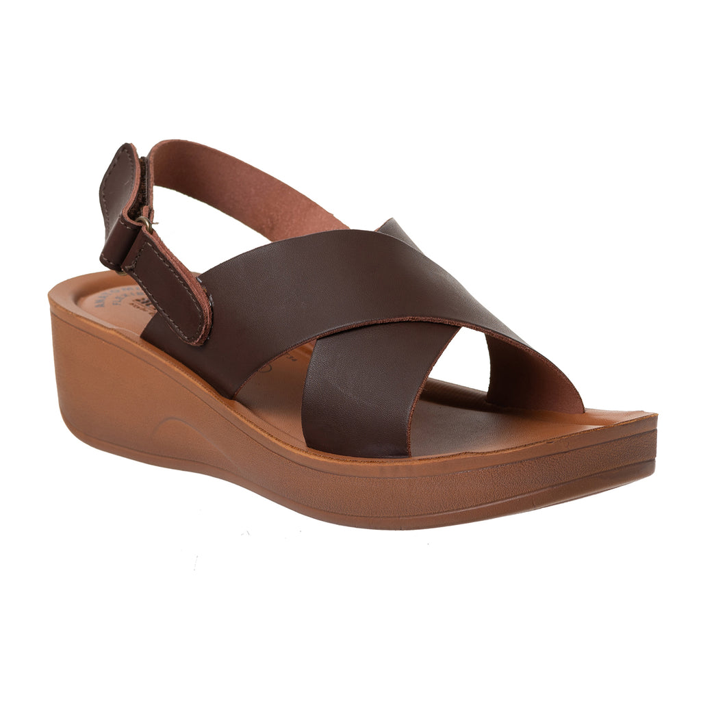 Aerowalk Women Brown Wedges Sandal with Velcro Closure (AT34_BROWN)