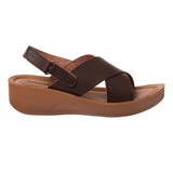 Aerowalk Women Brown Wedges Sandal with Velcro Closure (AT34_BROWN)