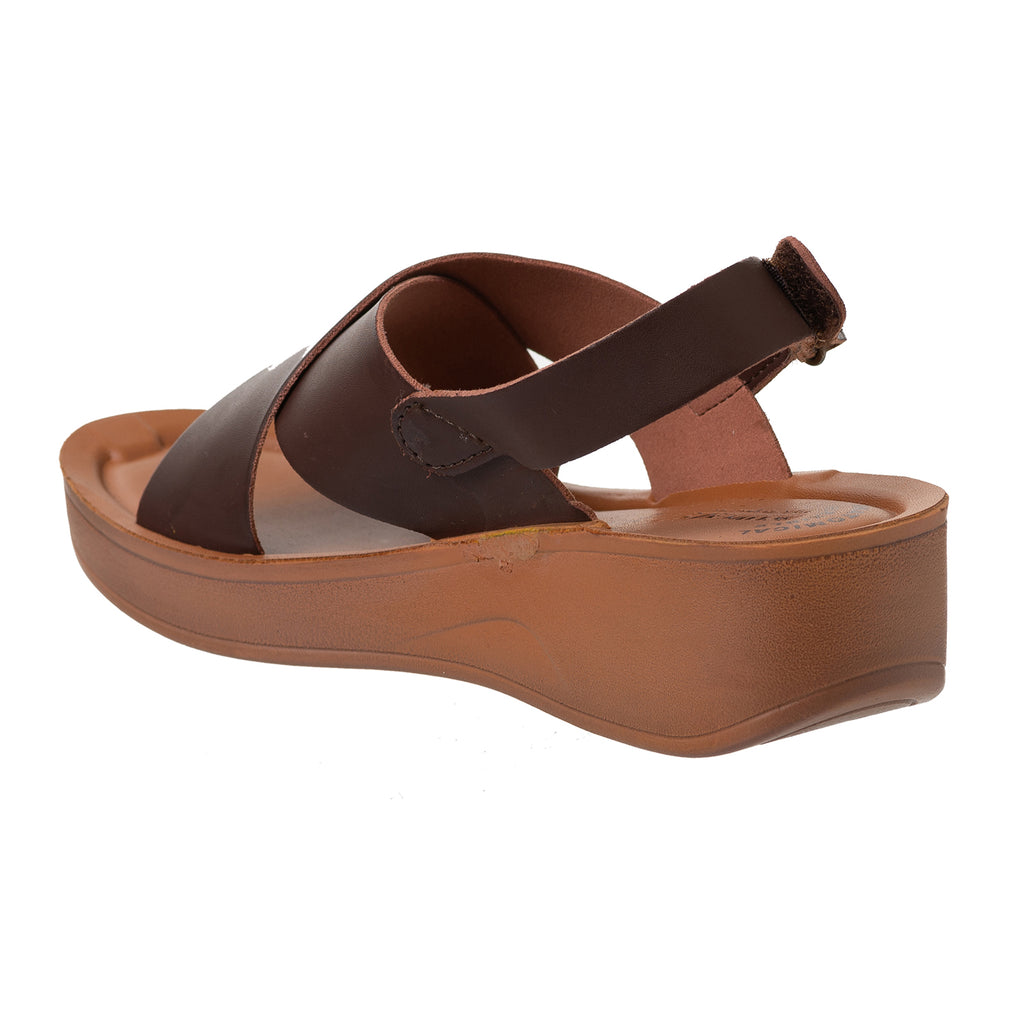 Aerowalk Women Brown Wedges Sandal with Velcro Closure (AT34_BROWN)