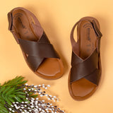 Aerowalk Women Brown Wedges Sandal with Velcro Closure (AT34_BROWN)