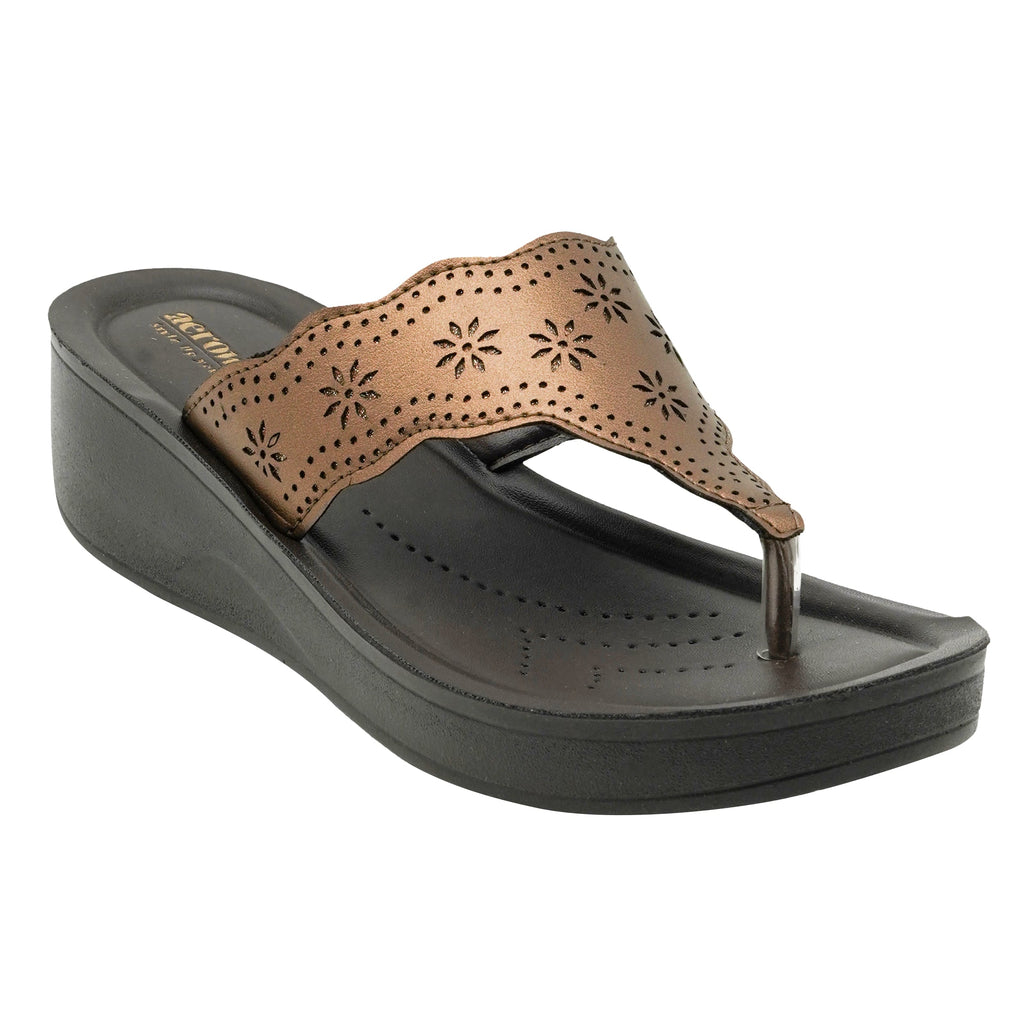 Aerowalk Women Copper V-Shape Sandal with Laser Cut Upper (AT40_COPPER)