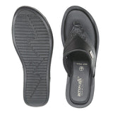 Aerowalk Women Black Thong Style Sandal with Metallic Finish Upper (AT43_BLACK)