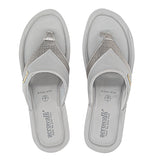 Aerowalk Women Grey Thong Style Sandal with Metallic Finish Upper (AT43_GREY)