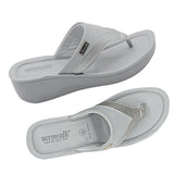 Aerowalk Women Grey Thong Style Sandal with Metallic Finish Upper (AT43_GREY)