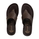 Aerowalk Women Brown Slip-on Sandal with Laser-cut Upper (AT68_BROWN)