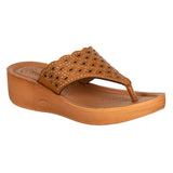 Aerowalk Women Camel Slip-on Sandal with Laser-cut Upper (AT68_CAMEL)