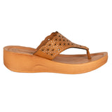 Aerowalk Women Camel Slip-on Sandal with Laser-cut Upper (AT68_CAMEL)