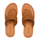 Aerowalk Women Camel Slip-on Sandal with Laser-cut Upper (AT68_CAMEL)