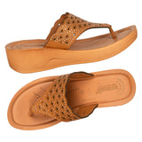 Aerowalk Women Camel Slip-on Sandal with Laser-cut Upper (AT68_CAMEL)