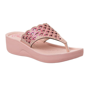 Aerowalk Women Nude Pink Slip-on Sandal with Laser-cut Upper (AT68_NUDE PINK)