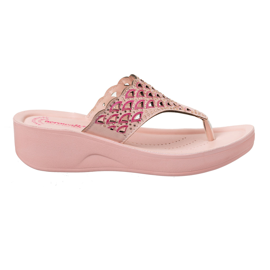 Aerowalk Women Nude Pink Slip-on Sandal with Laser-cut Upper (AT68_NUDE PINK)